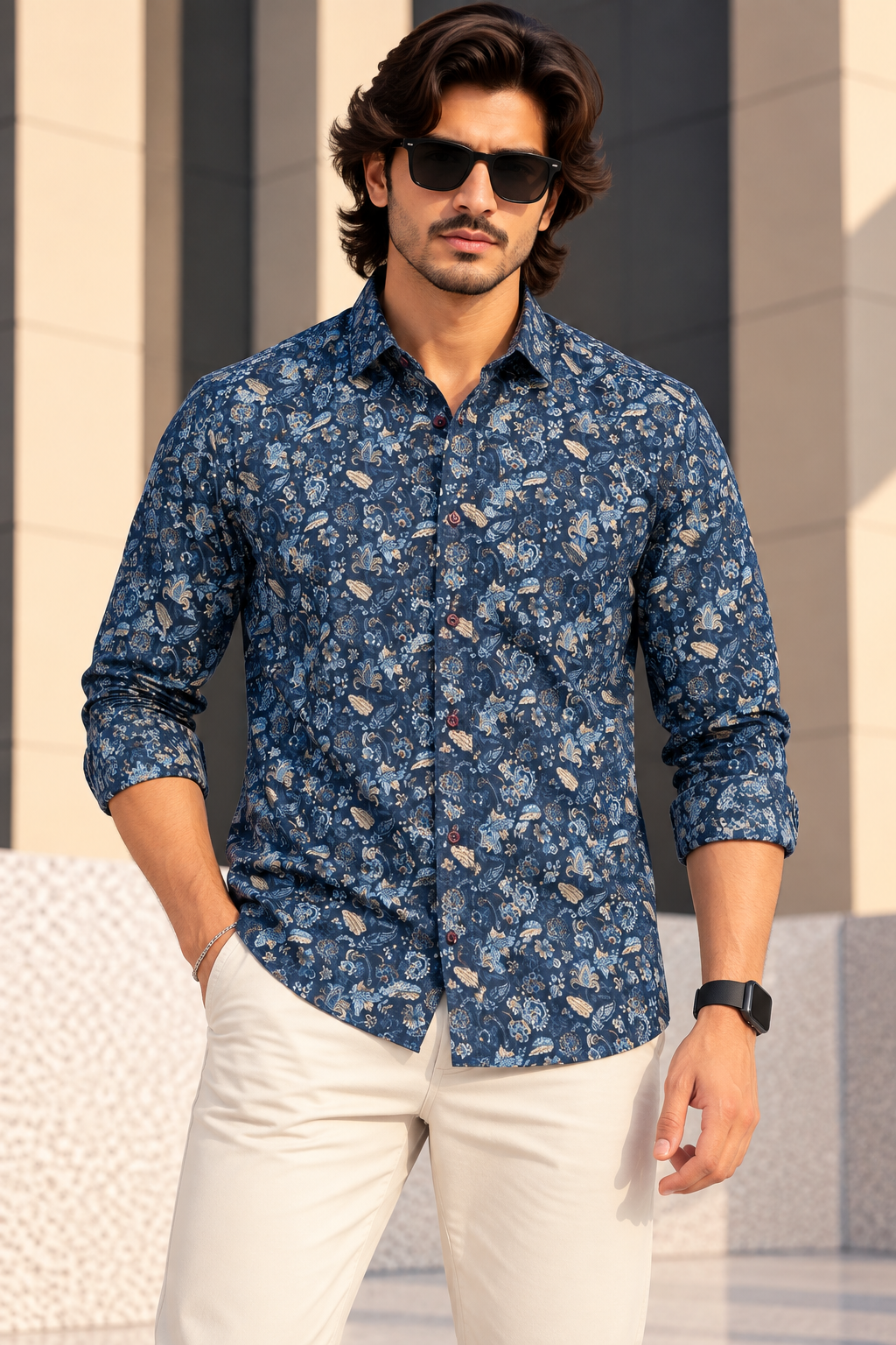 LawmanPg3 – Azure Paisley Regular Fit Shirt