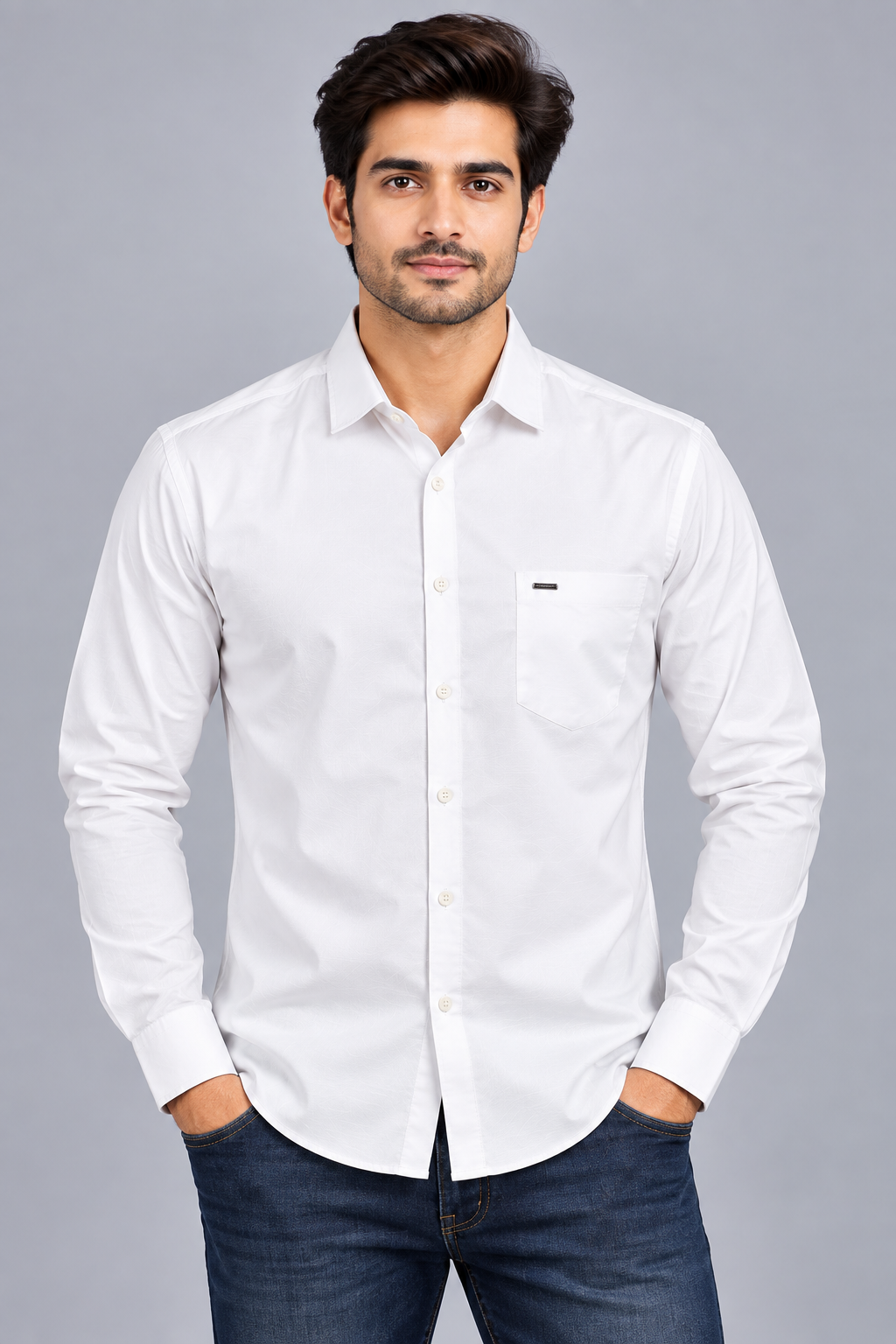 RED & WHITE Plain Casual Shirt