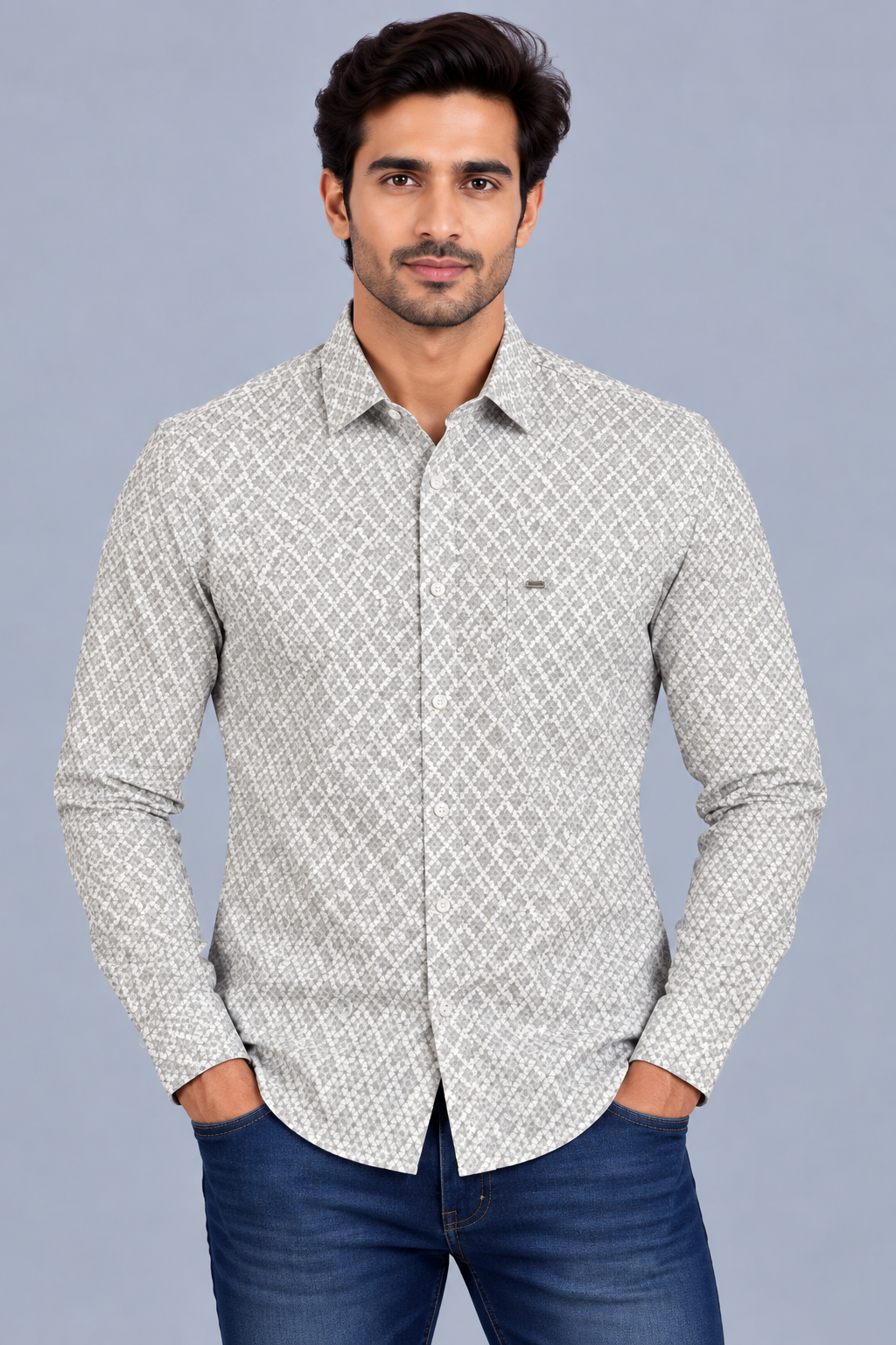 Red & White Printed Casuals Shirt