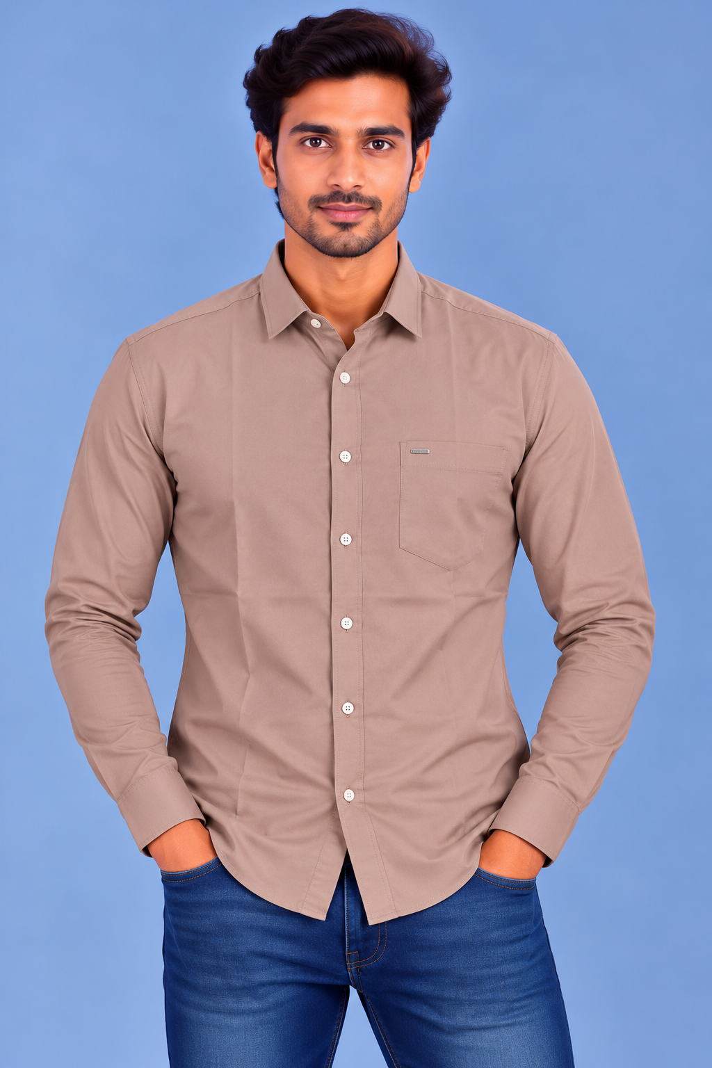 RED & WHITE Plain Casual Shirts