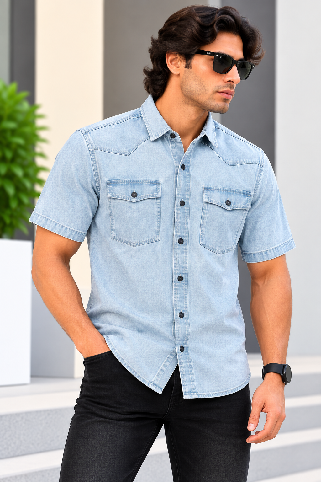 MYSTERY OF FASHION (MOF) -  fUNKY Casual Denim Shirt