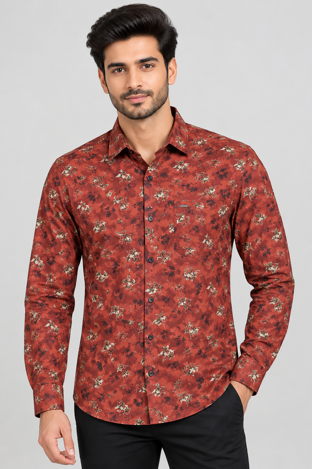 RED & WHITE -  Printed Casuals Shirts