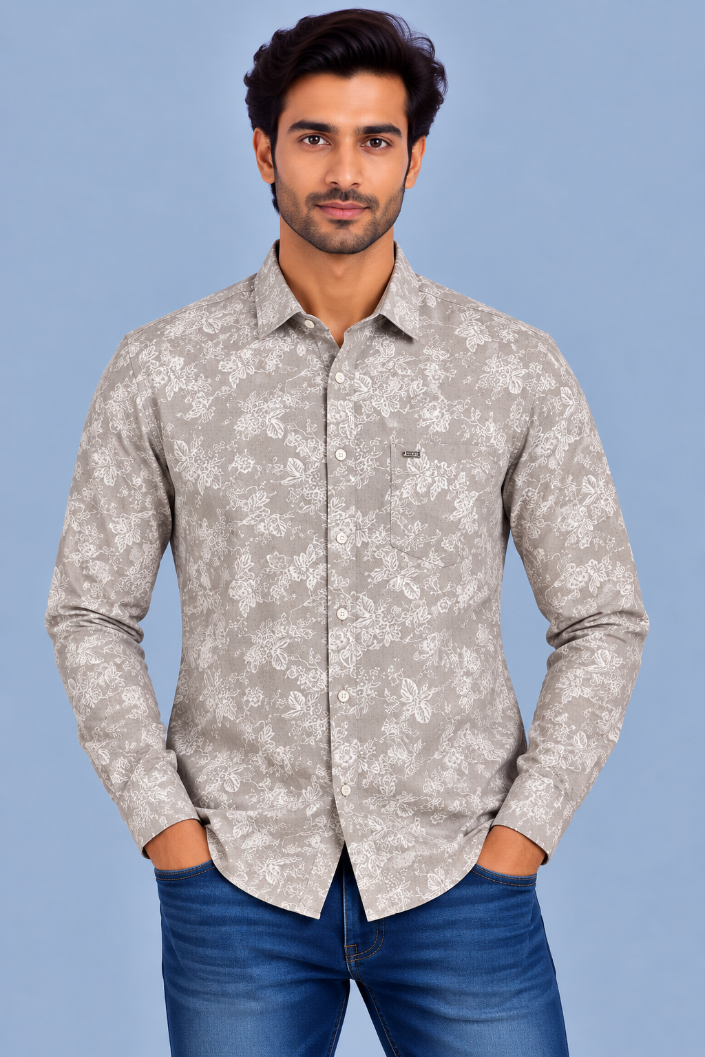 Red & White Printed Casuals Shirt