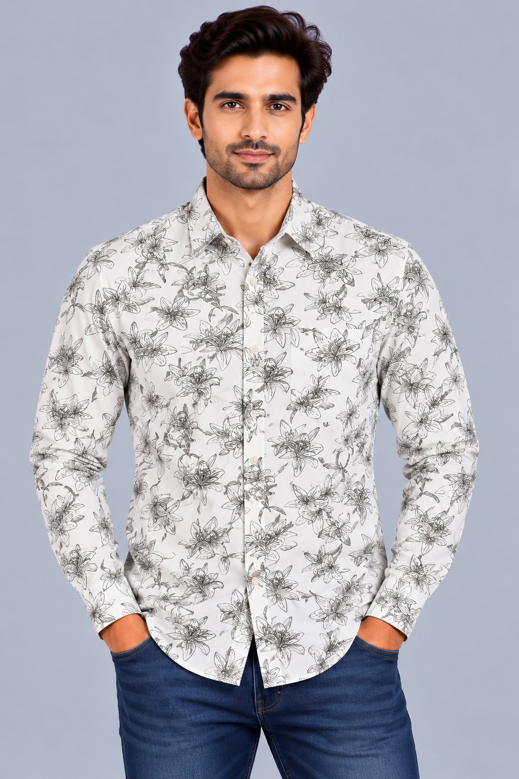 Red & White Printed Casuals Shirt