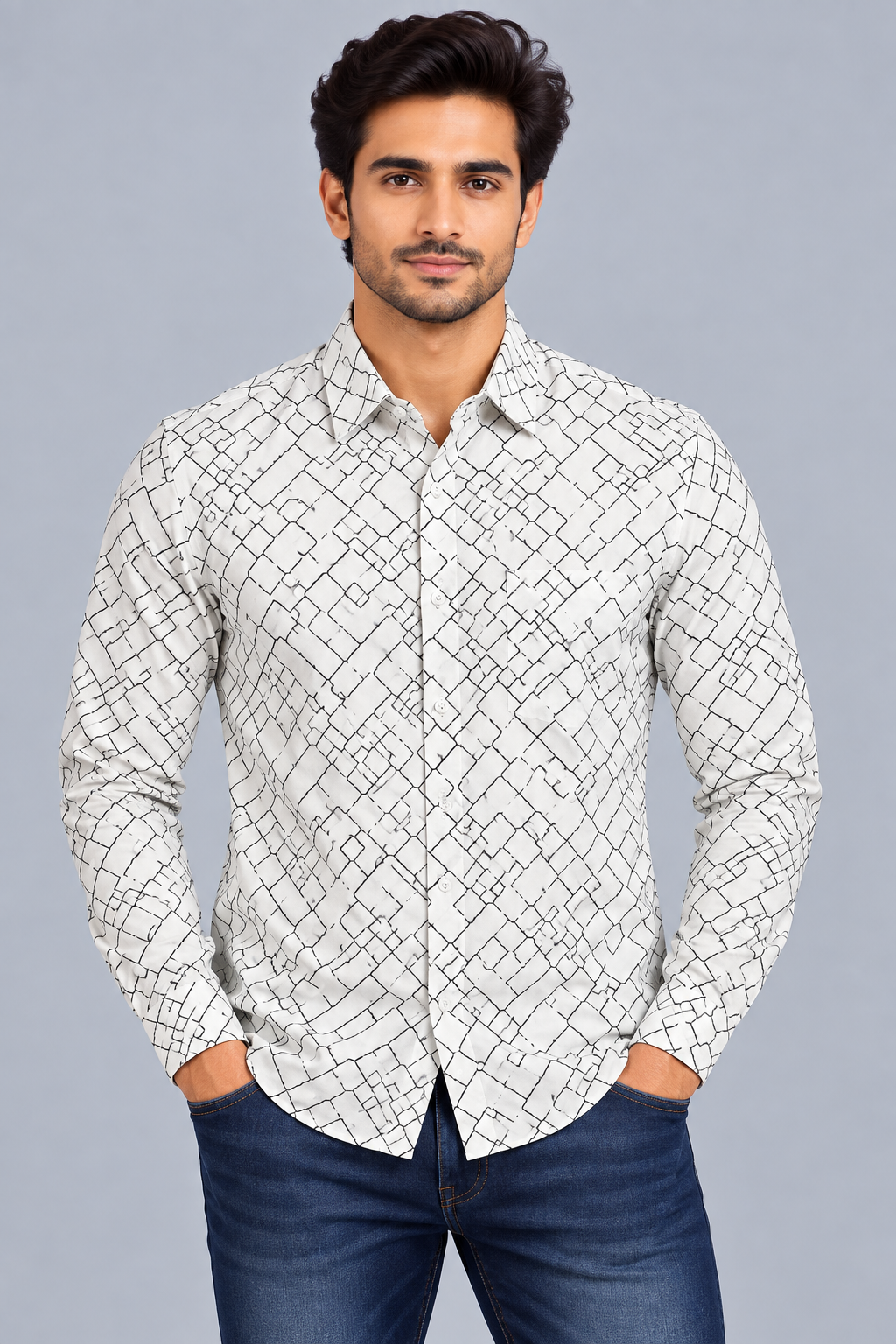 Red & White Printed Casuals Shirt