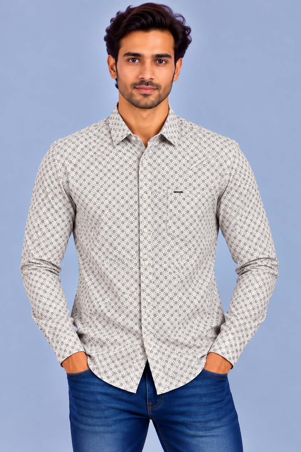 Red & White Printed Casuals Shirt