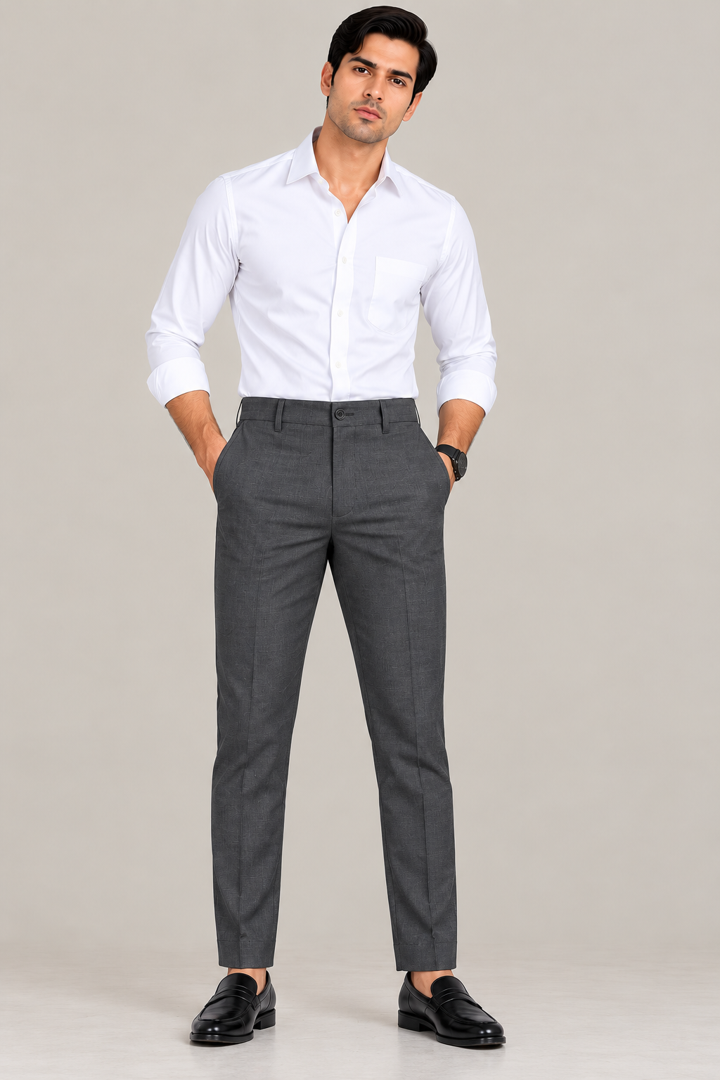 URBAN JACK - Men Smart Casual Ankle-Fit Trousers