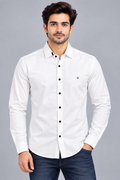 RED & WHITE Plain Casual Shirts