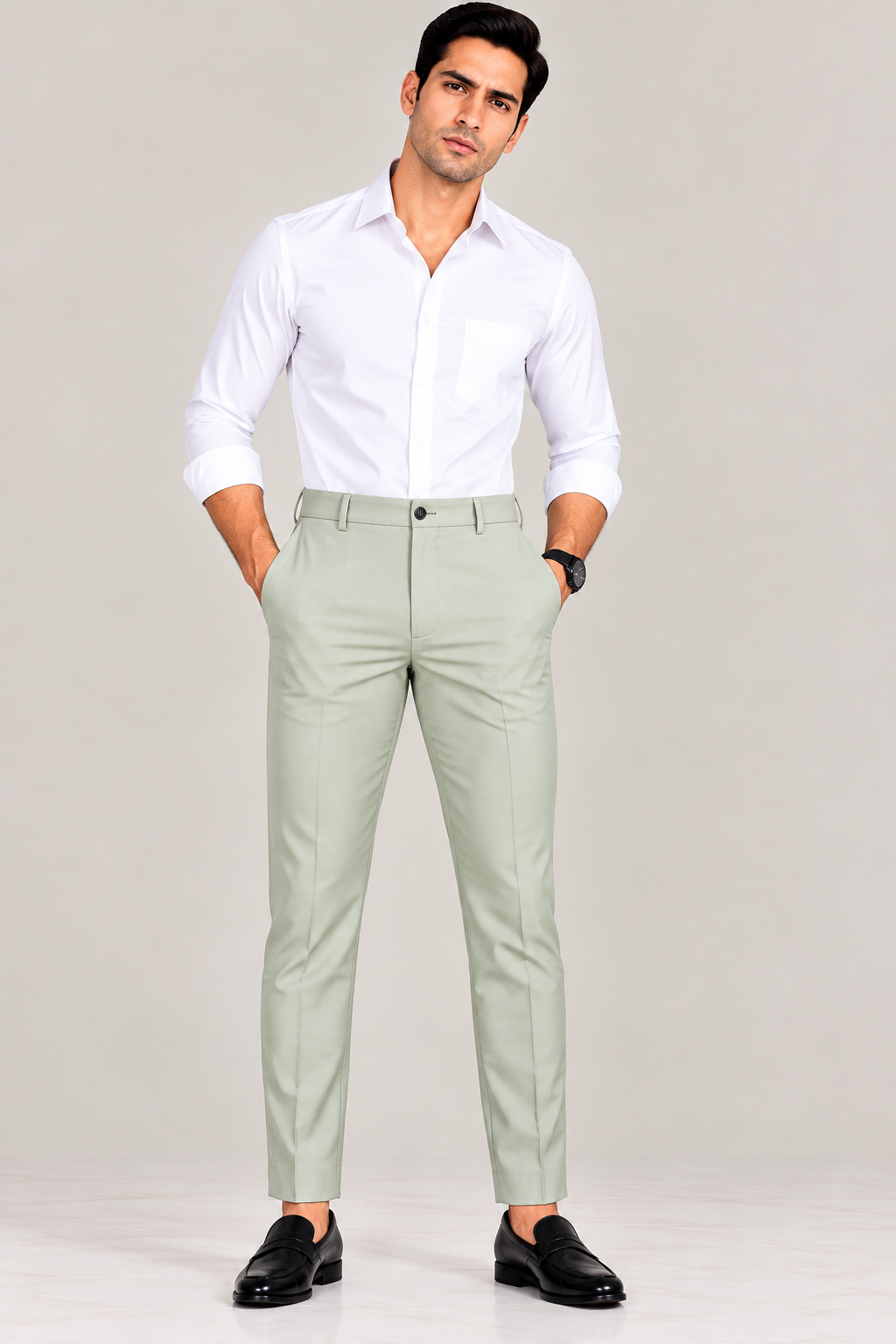 URBAN JACK - Men Smart Casual Ankle-Fit Trousers