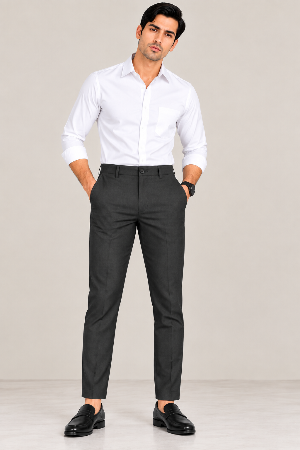URBAN JACK - Men Smart Casual Ankle-Fit Trousers