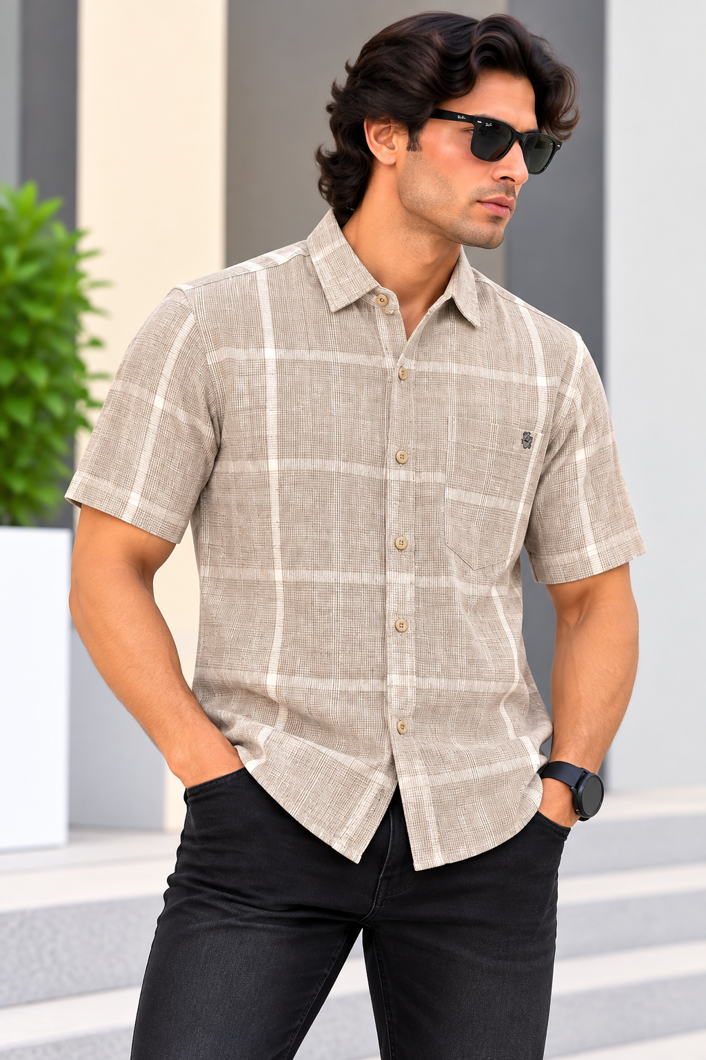MYSTERY OF FASHION (MOF) -  fUNKY Casuals Checks H/S Shirt