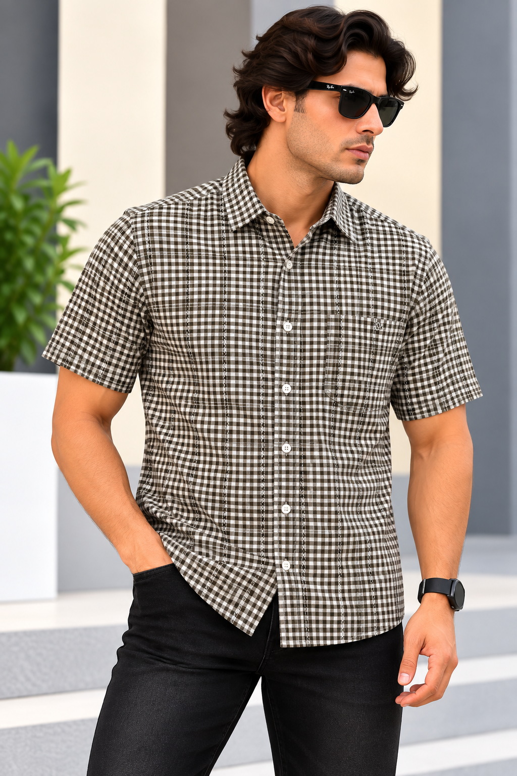 MYSTERY OF FASHION (MOF) -  fUNKY Casuals Checks H/S Shirt