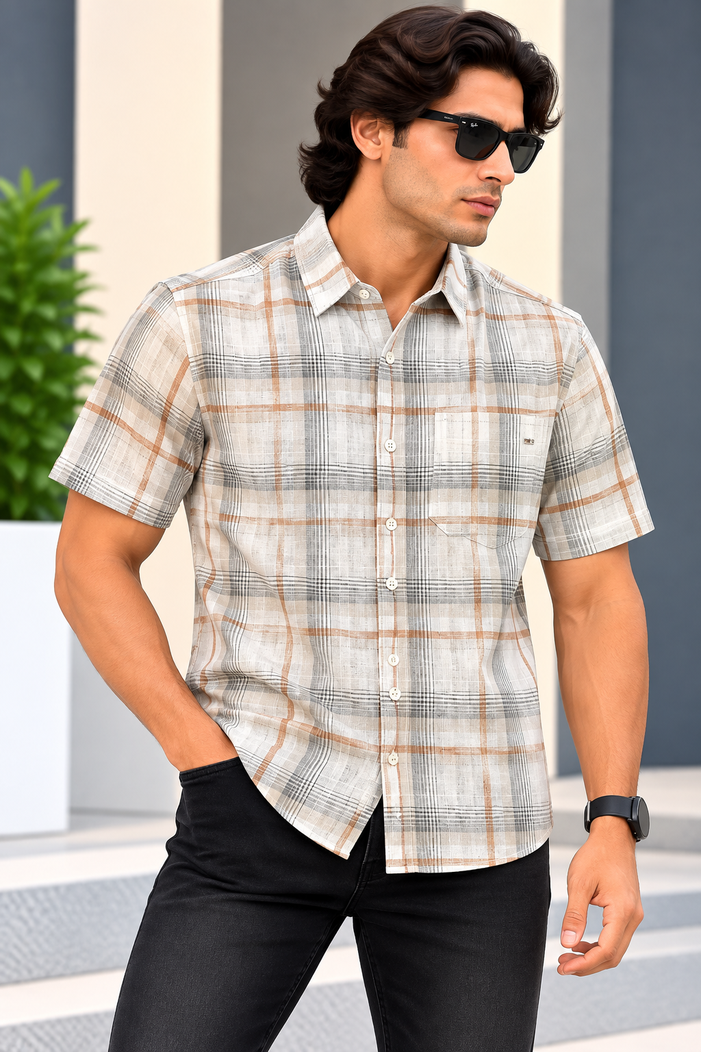 MYSTERY OF FASHION (MOF) -  fUNKY Casuals Checks H/S Shirt