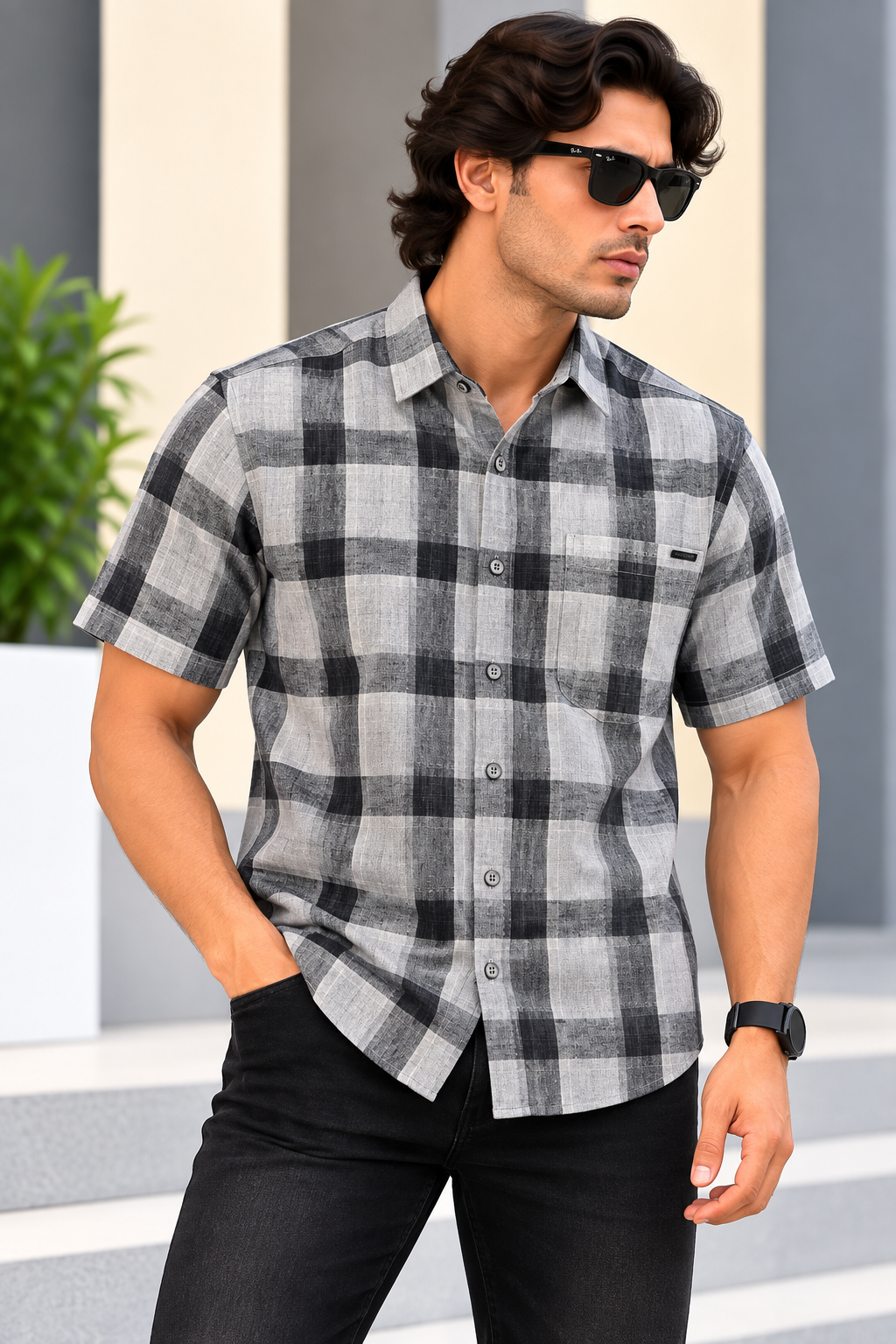 MYSTERY OF FASHION (MOF) -  fUNKY Casuals Checks H/S Shirt