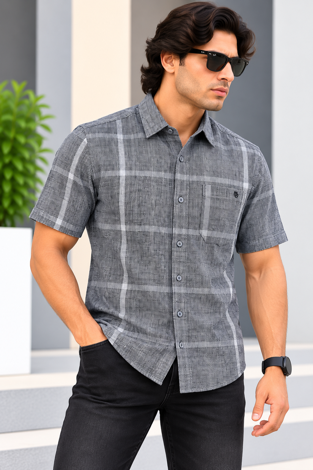 MYSTERY OF FASHION (MOF) -  fUNKY Casuals Checks H/S Shirt