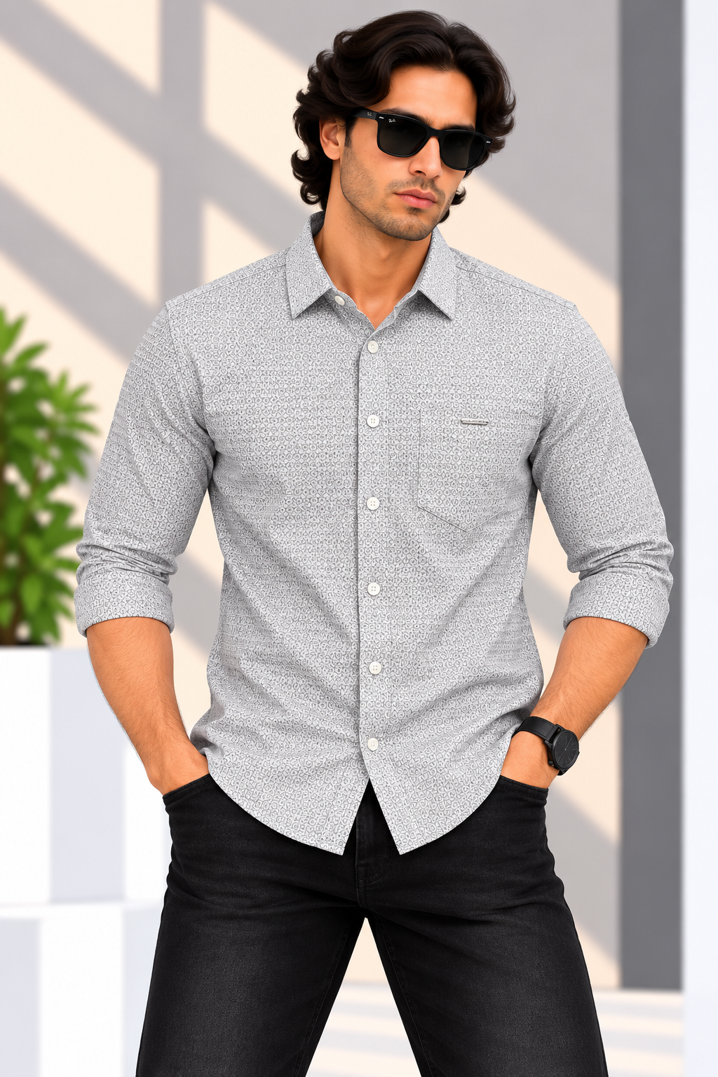 RED & WHITE -  Printed Casuals Shirts