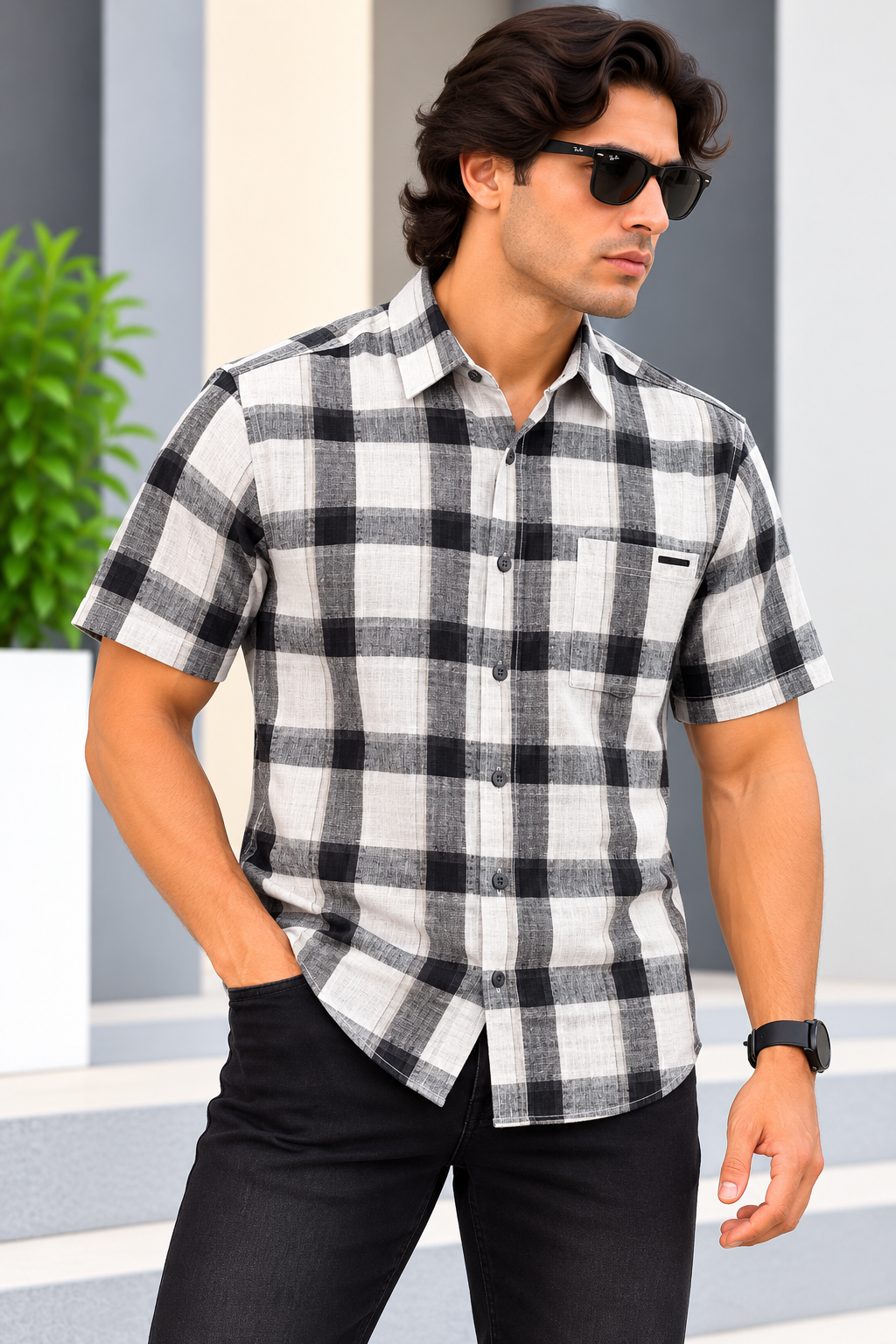 MYSTERY OF FASHION (MOF) -  fUNKY Casuals Checks H/S Shirt