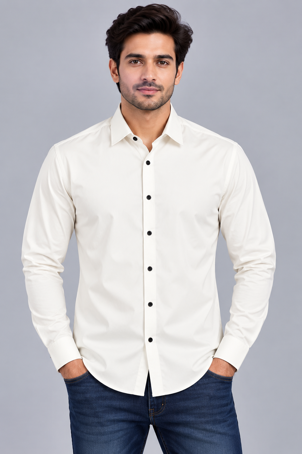 RED & WHITE Plain Casual Shirt