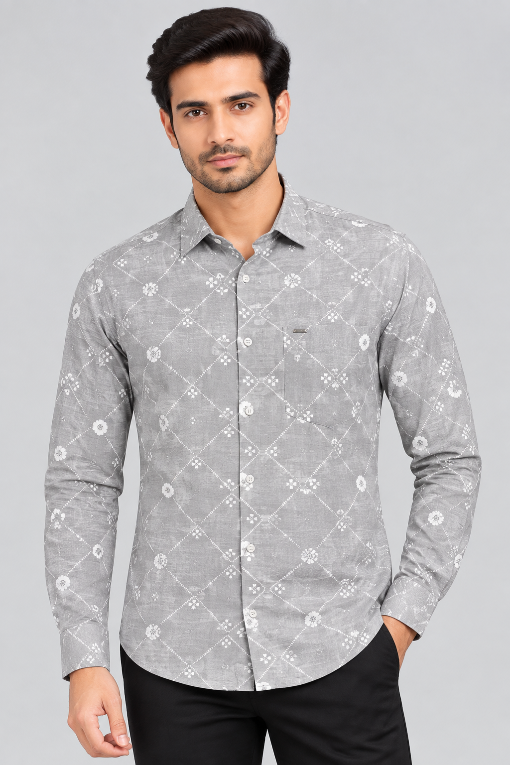 Red & White Printed Casuals Shirt
