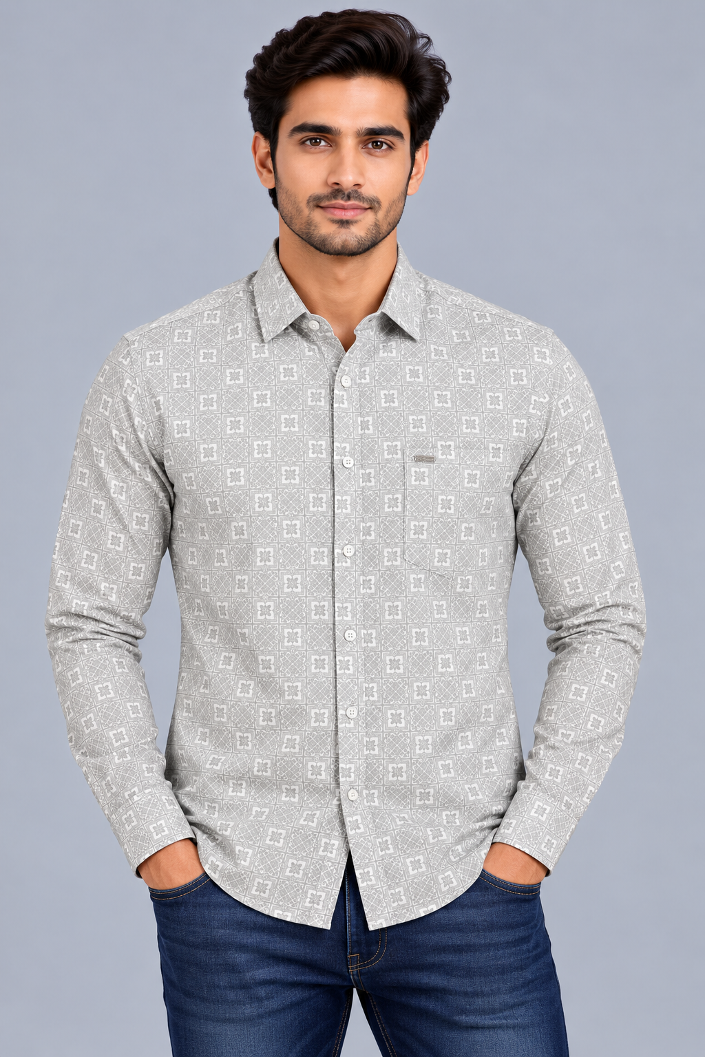 Red & White Printed Casuals Shirt