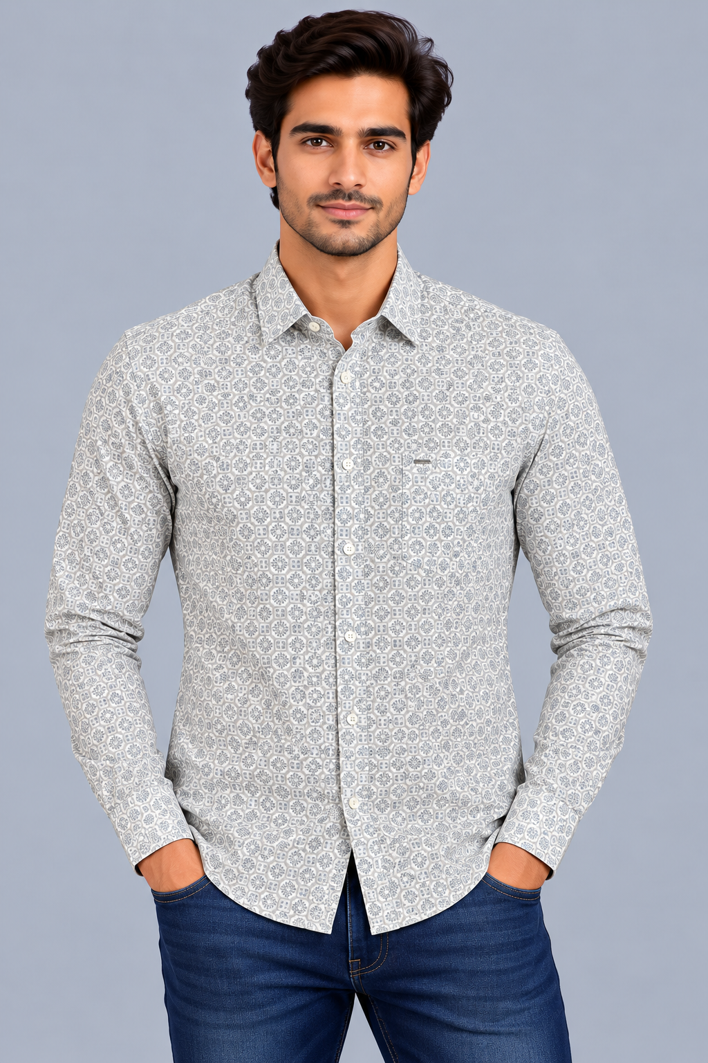 Red & White Printed Casuals Shirt