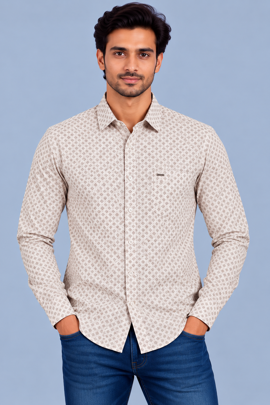 Red & White Printed Casuals Shirt