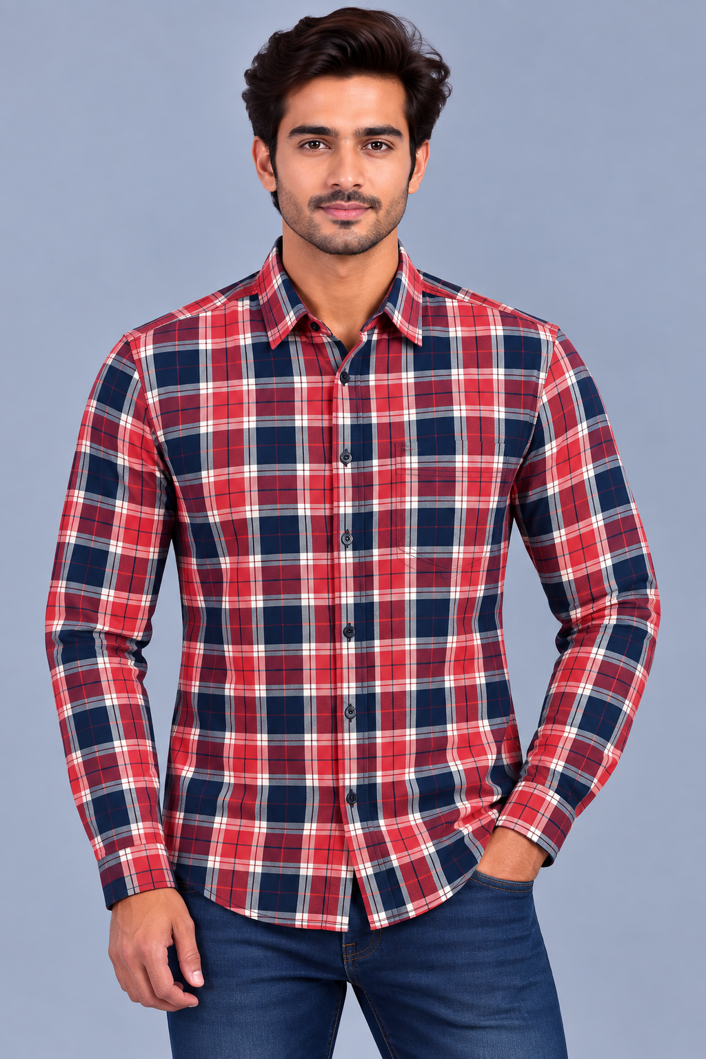 Red & White Check Casual Shirt