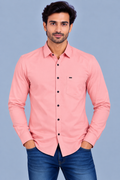 RED &amp; WHITE Plain Casuals Shirts