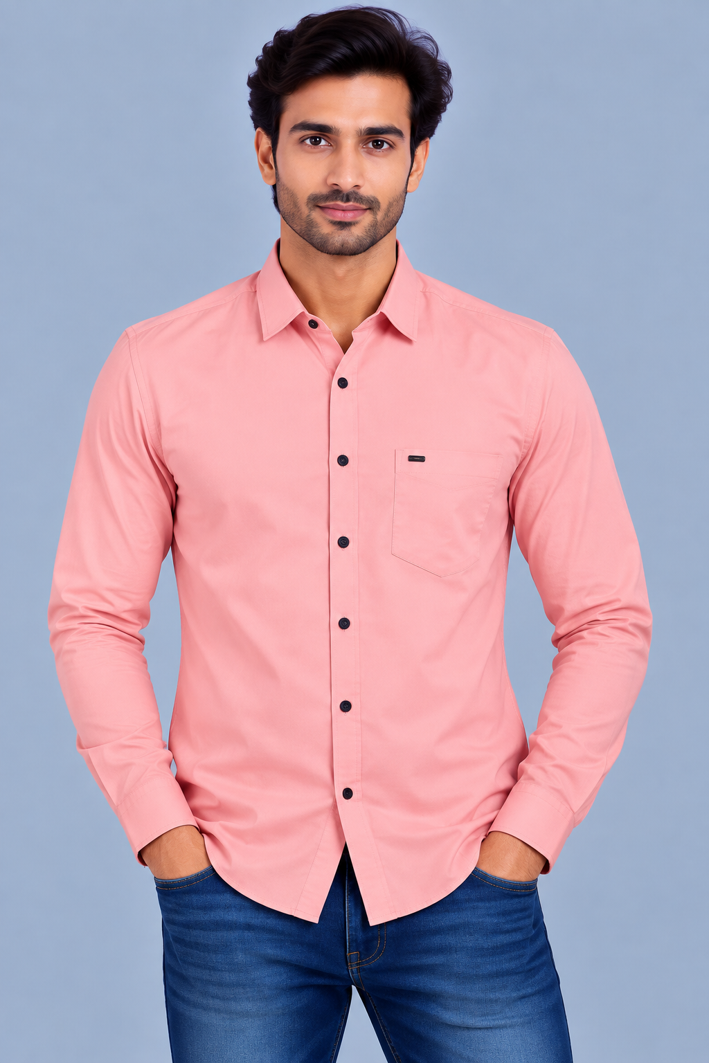 RED &amp; WHITE Plain Casuals Shirts
