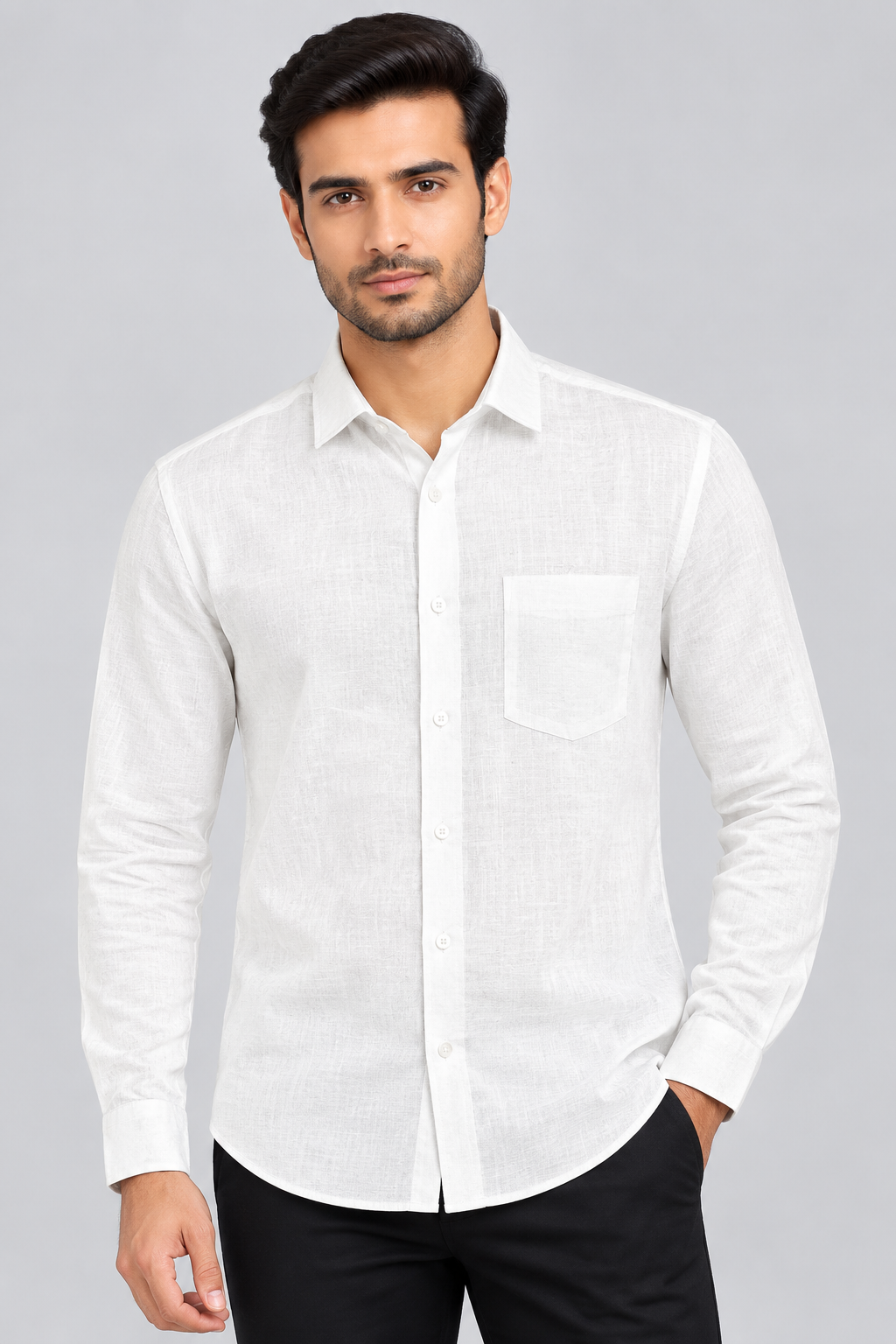 RED & WHITE Plain Casuals Shirts
