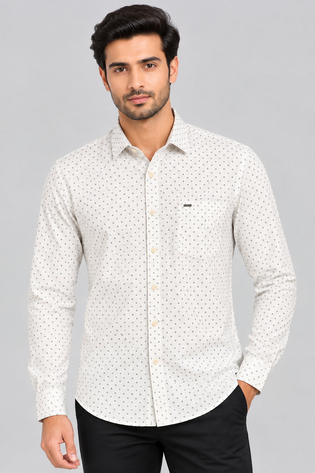 Red & White Printed Casuals Shirt