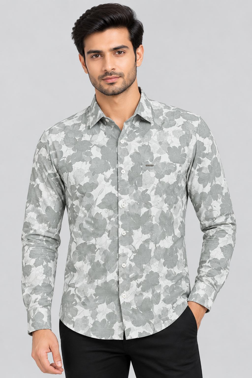 Red & White Printed Casuals Shirt