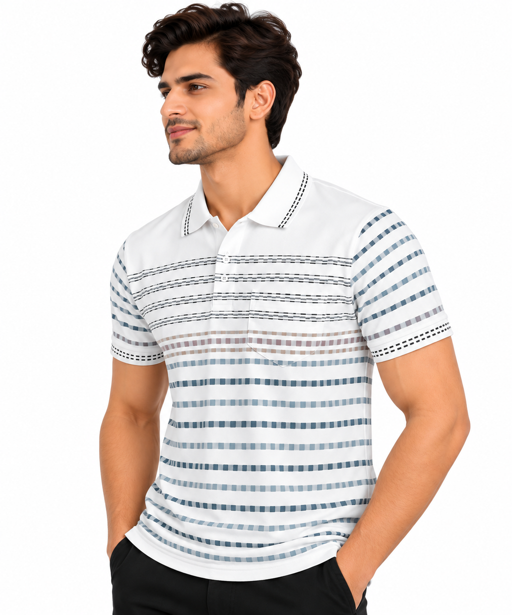 ORB FASHION - Men Stripe Collar T-Shirts
