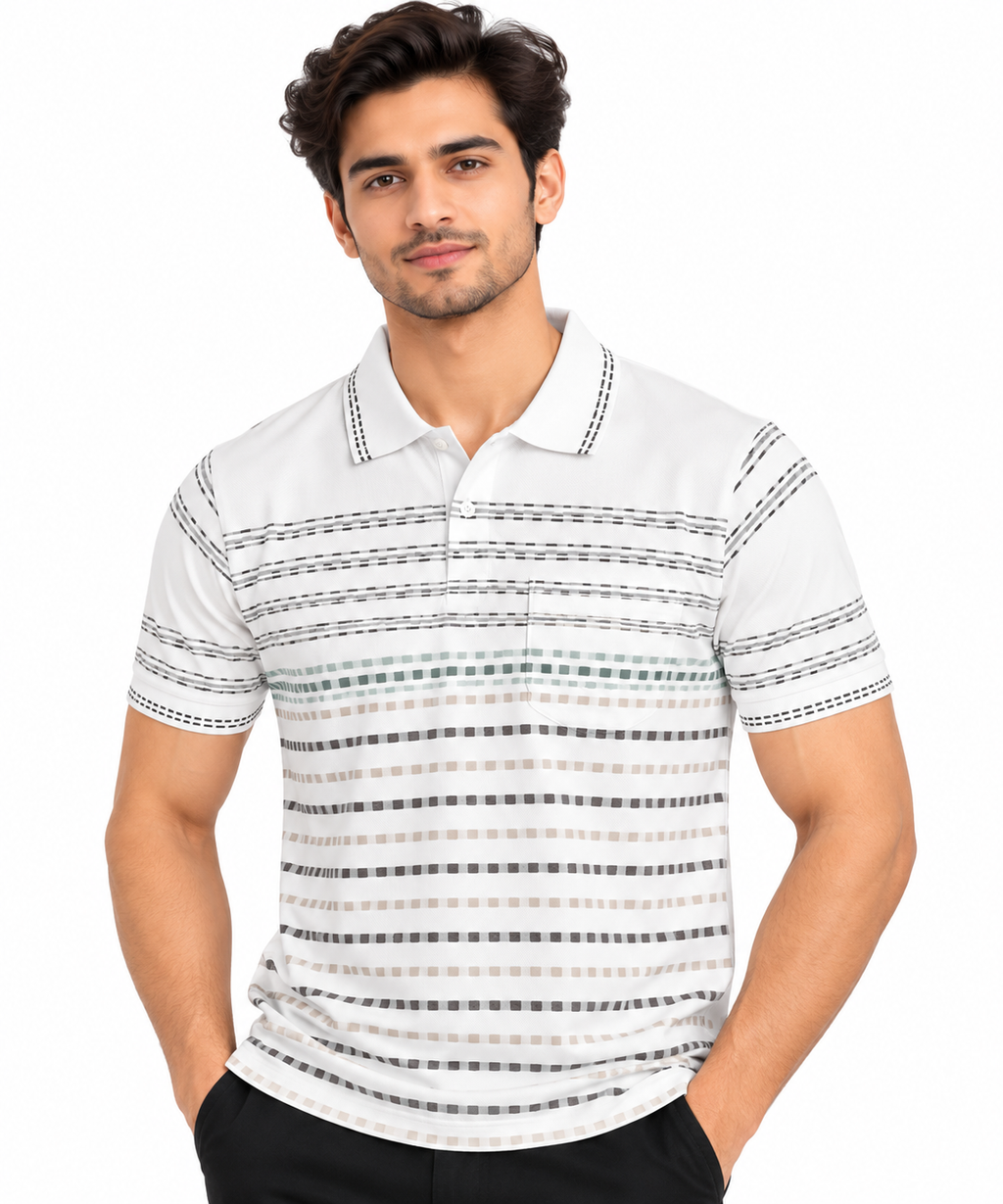 ORB FASHION - Men Stripe Collar T-Shirts