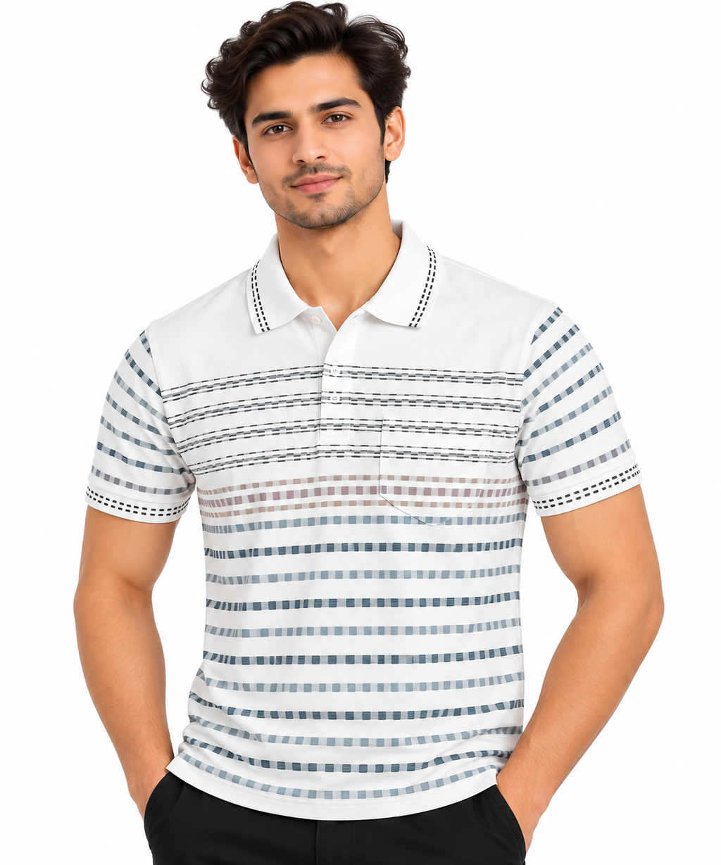ORB FASHION - Men Stripe Collar T-Shirts