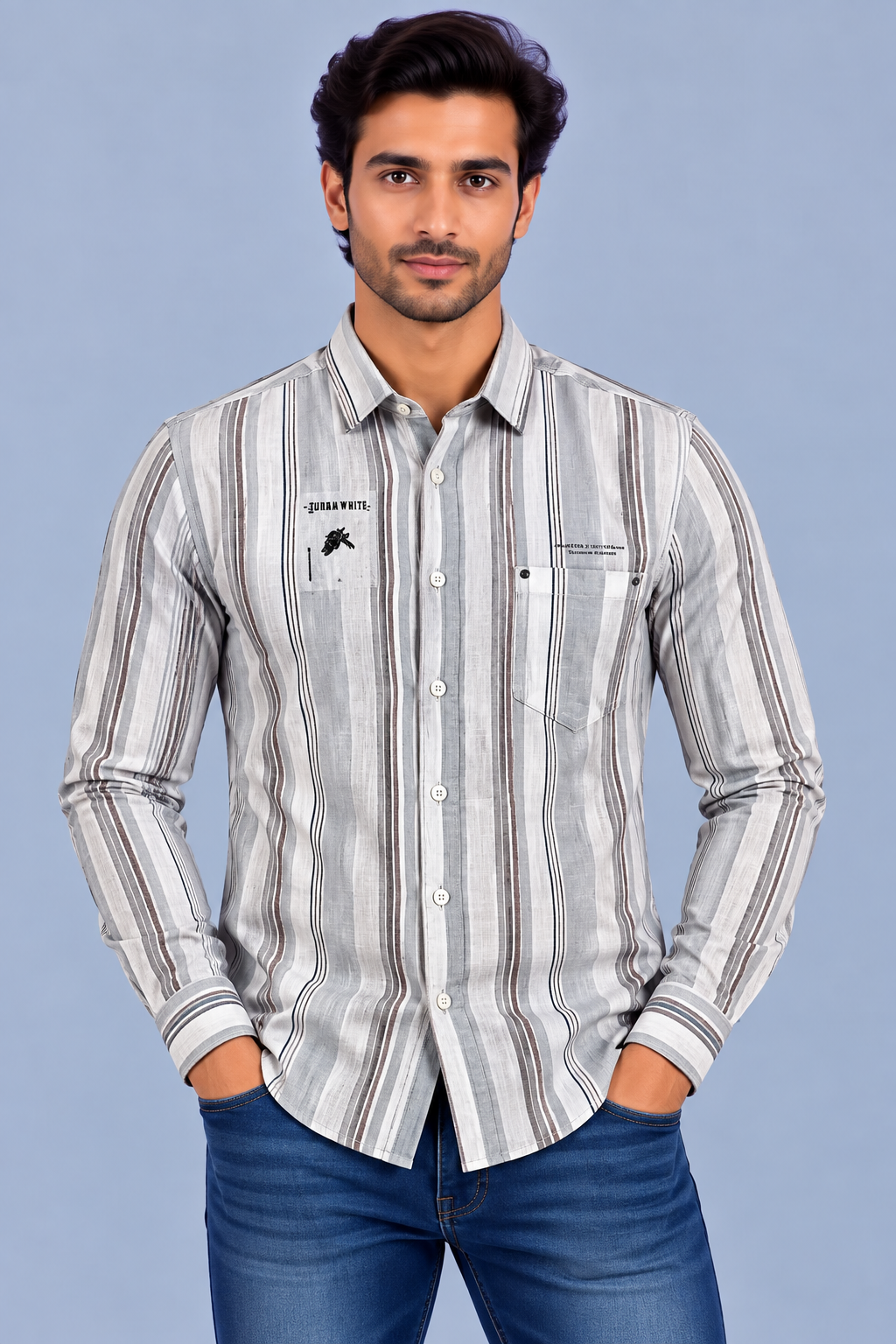 Red & White Printed Casuals Shirt