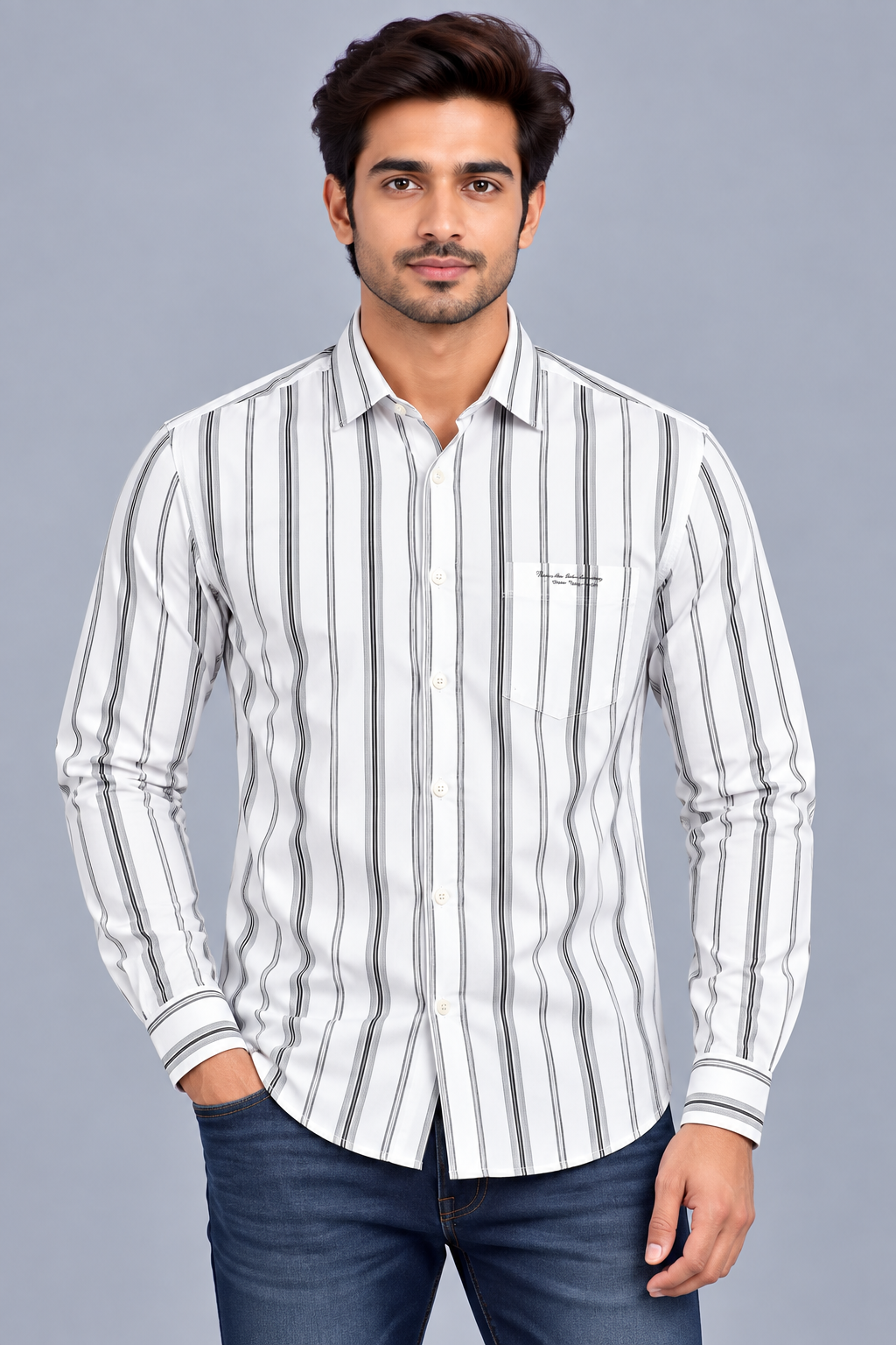 Red & White Stripes Casual Shirt