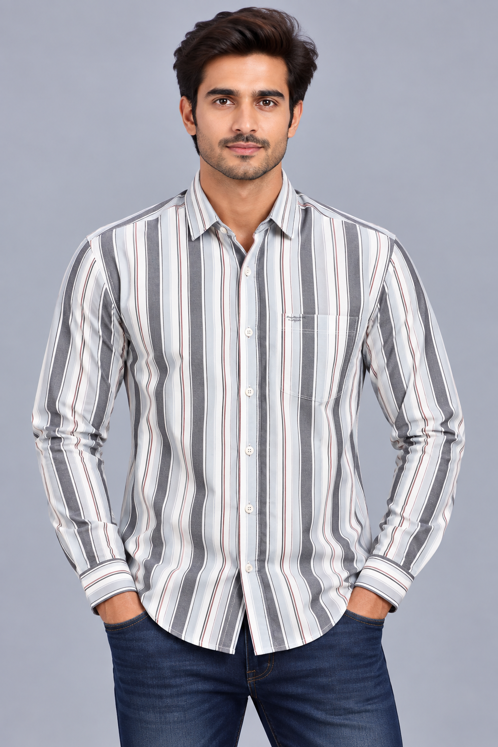 Red & White Stripes Casual Shirt