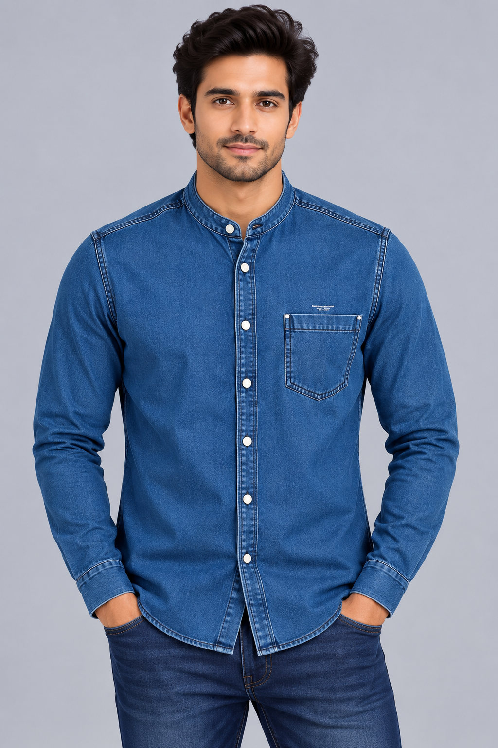 Red & White Denim Casuals Shirts