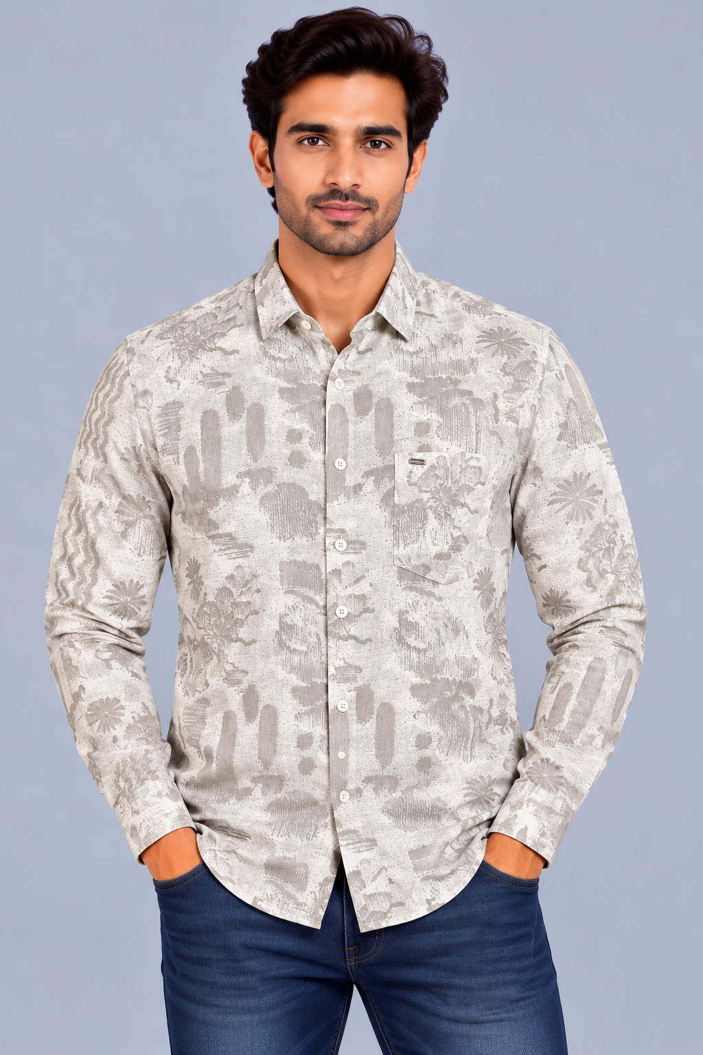 Red & White Printed Casuals Shirt