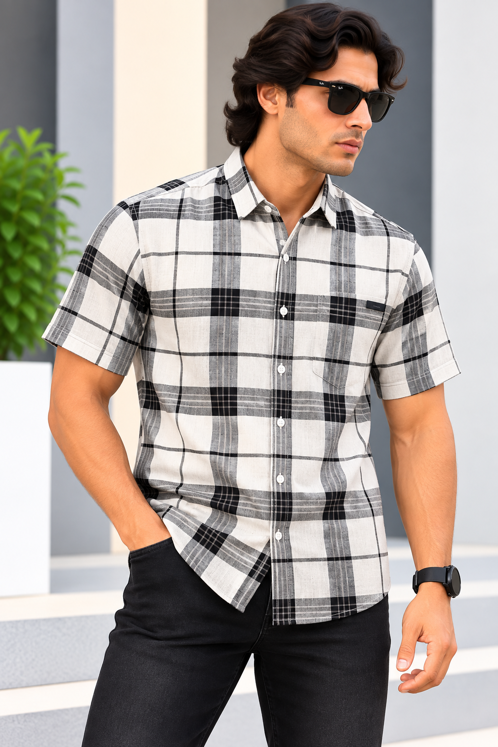 MYSTERY OF FASHION (MOF) -  fUNKY Casuals Checks H/S Shirt