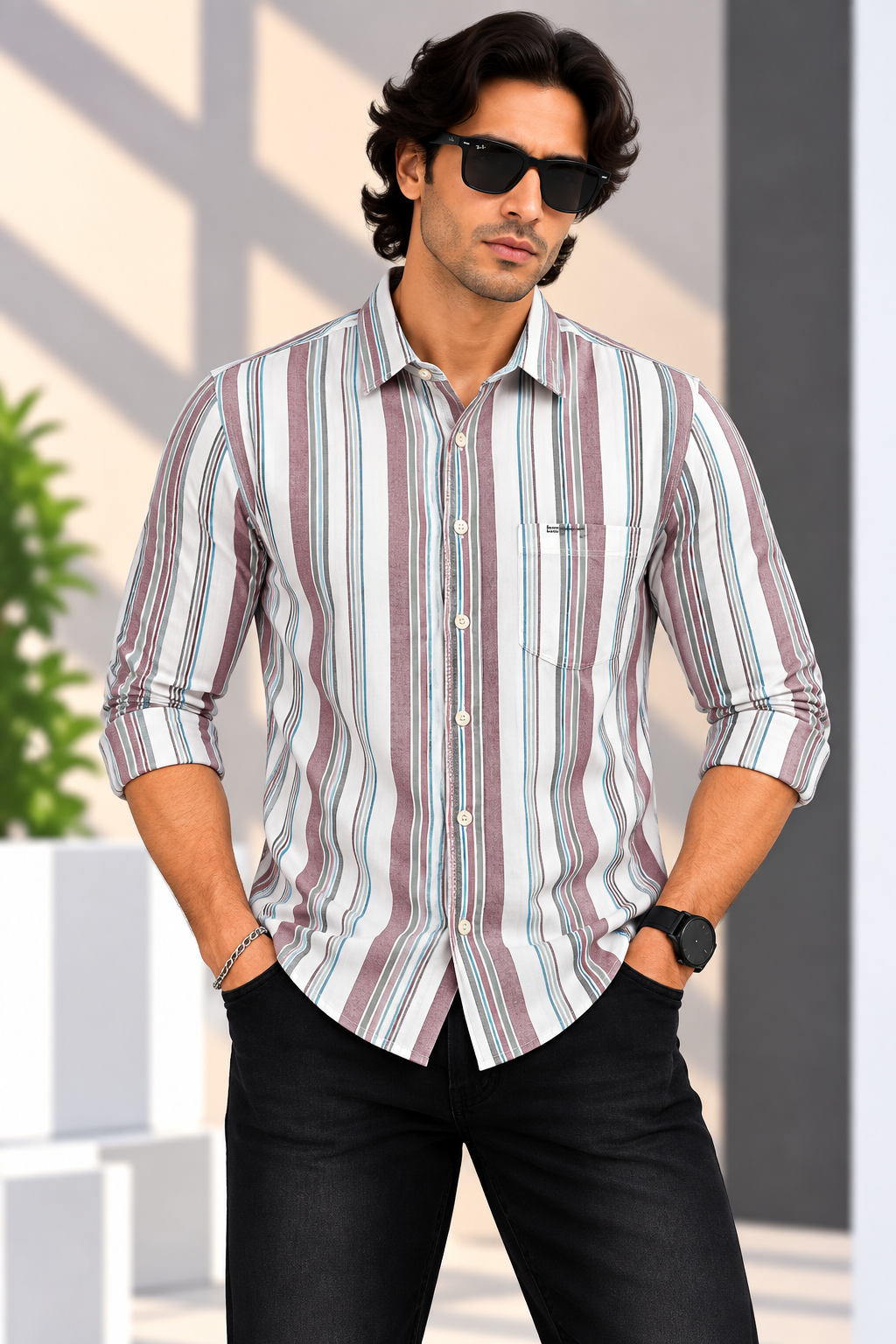 RED & WHITE -  Printed Casuals Shirts