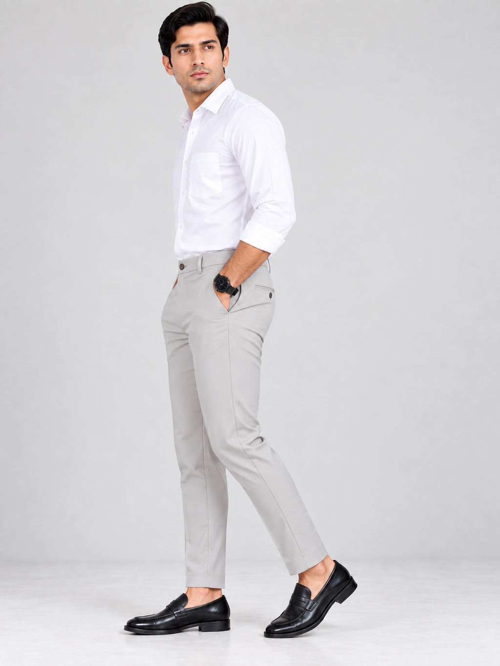 URBAN JACK - Men Smart Casual Ankle-Fit Trousers