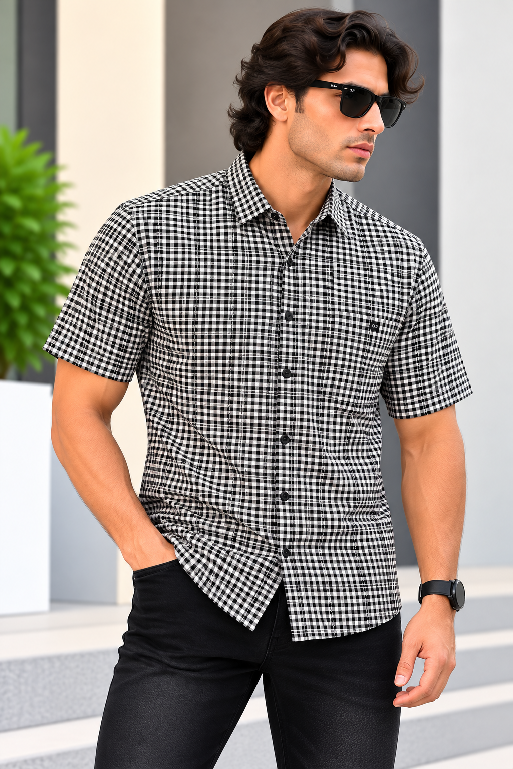MYSTERY OF FASHION (MOF) -  fUNKY Casuals Checks H/S Shirt