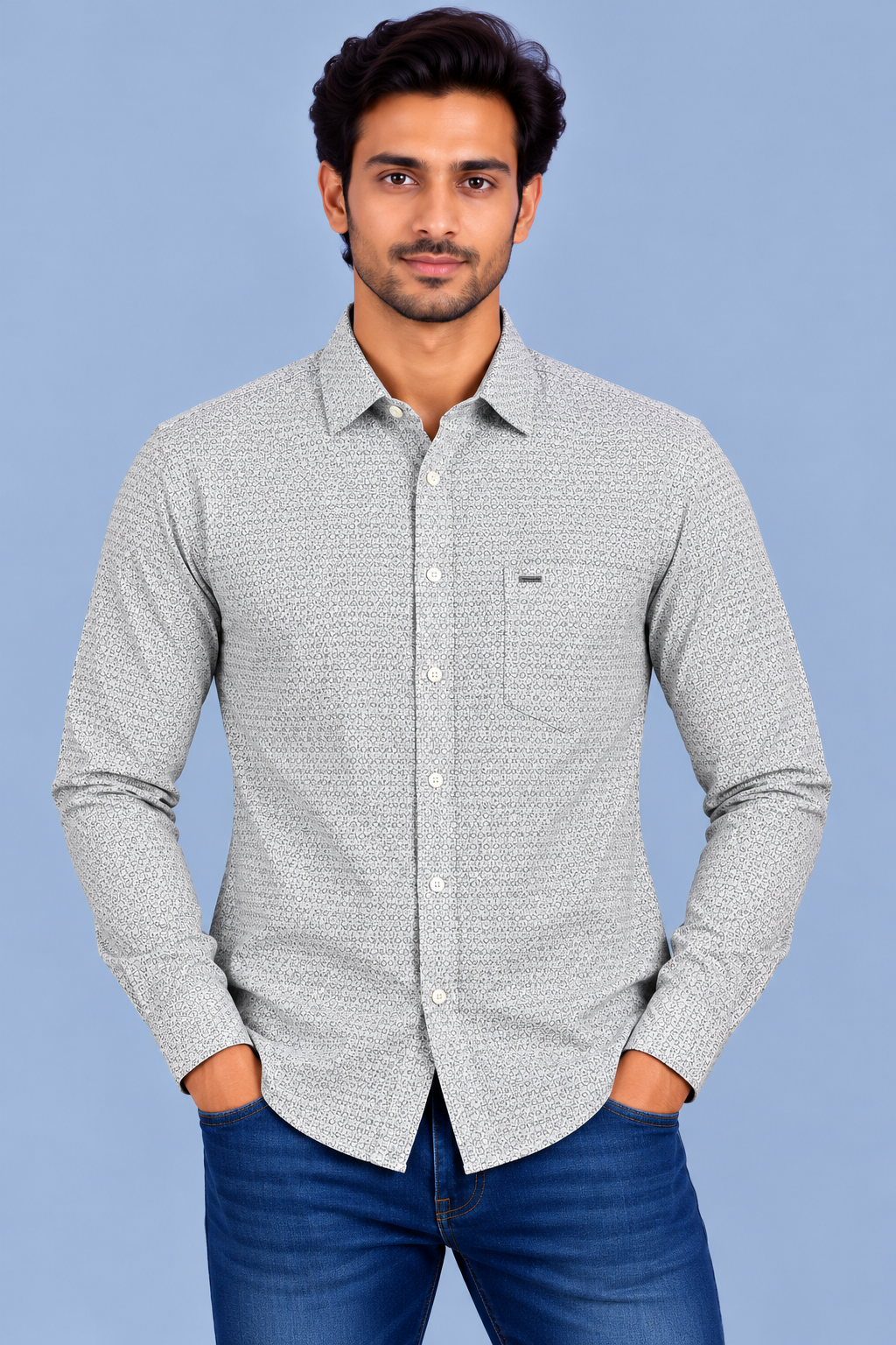 Red & White Printed Casuals Shirt